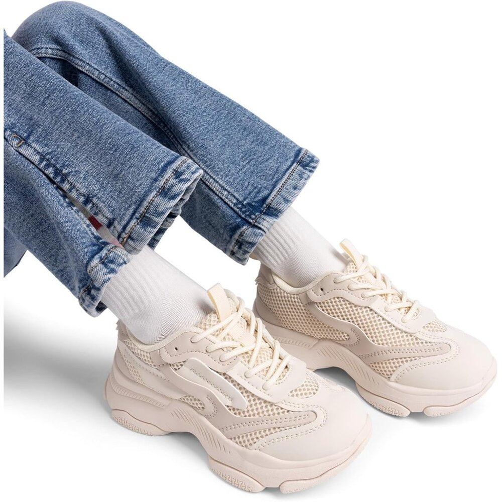 ⚡Kids Girls Beige Sneakers Jelly Sole Lace up Shoes Lightweight Walking Shoes - Picture 5 of 5